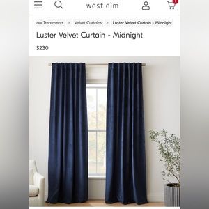 BRAND NEW West Elm velvet curtains